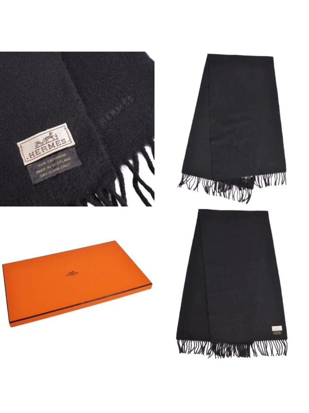 Hermes Scarf Shawl Fringe Cashmere